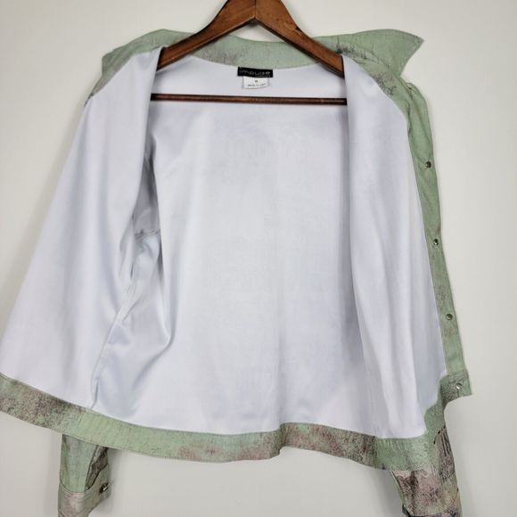 Impulse California Button Jacket Rome Colosseum Green Long Sleeve Size Medium - Picture 7 of 7